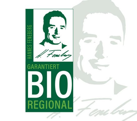 Garantiert BIO Regional - Hannes Feneberg Logo mit dem Porträt von Hannes Feneberg und der Aufschrift "Garantiert BIO Regional".